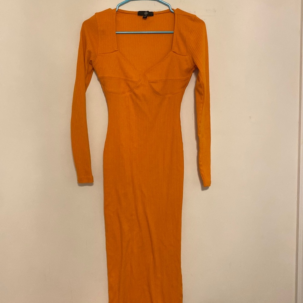 Long Sleeve Orange Dress